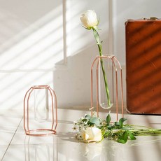TBZ 식물 인테리어 꽃병 철제 골드 프레임 화병 (숏 롱)+글로벌커머스랩Shop, 골드(롱)