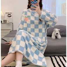 Q貝比 法蘭絨長版睡裙 女款居家睡衣, 1個