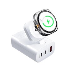 OATSBASF 삼성 갤럭시 워치 충전기용 휴대용 무선 자석 40W 4-in-1 여행용 에센셜 듀얼 USB 벽 충전 블록 갤럭시 워치 울트라 7 6 5 4 3과 호환 (화이, OATSBASF 삼성 갤럭시 워치 충전기용, 휴대용 무