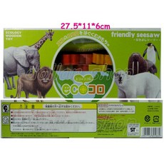 寶貝玩具屋 木製彩色木頭教具 森林小動物歡樂翹翹板平衡木疊疊樂13件組, 1個