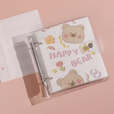 拍立得3寸4寸相簿 小卡收納冊 迷你照片收納本, 3寸白色內頁,透明熊