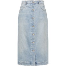 몽클레르 버튼 업 데님 미디 스커트