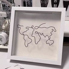 여행 티켓 기념 보관함 우드컬러 0cm 비행기표 기록 개 사진 x 프레임 0, 1개, B. 흰색클래식 지도