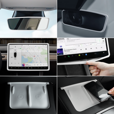 Vihimai 테슬라 모델Y주니퍼/모델3하이랜드 전용 무선 충전 실리콘 패드 화면 실리콘 보호 케이스 후미경 실리콘 보호 케이스 . 중앙 제어 실리콘 보호 장식 세트., 2021-2023모델3/2020-2024모델Y, 흰색