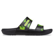 crocs 卡駱馳 經典雙帶拖鞋 黑綠噴漆造型 207283_0GU