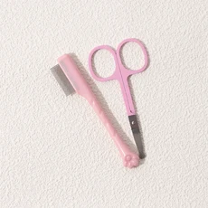 애완 동물 얼굴 청소 빗 세트 제거 똥 고양이 발 개 머리 가위 용품, 01 Pink Set