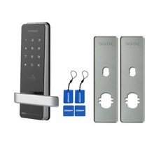 COMMAX 무타공 손잡이 있음 도어락 + 카드키 4p + 손잡이 있음보강판 세트 CDL-400M, 고객직접설치