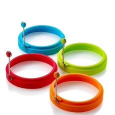 달걀 프라이 링 계란말이기 굿즈 프라이팬용 타르트틀 계란틀링 두꺼운 구이 팬케이크링 제과도구 폭신폭신한 핫케이크틀 실리콘 원형 고온 내열 안전 식기솔 실리콘제 4종 세트