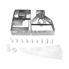 액세서리즈 진저브레드 하우스 베이크 쿠키커터 세트, 1개, Stainless Steel, White