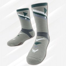 WOAW OA 四向止滑羊毛登山襪 - 高筒，美麗諾羊毛紗，保暖防滑, 1個, 灰綠色-單雙,M(22-24公分)