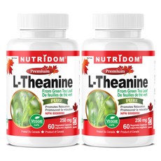 (2병) 뉴트리돔 L-테아닌 250mg 60식물성캡슐 긴장완화와 불안증에 좋은 엘테아닌 캐나다 직구, 2개, 60정