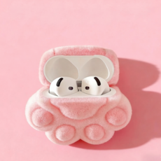 OFFCURVE 고양이발 털복숭이 이어폰 케이스, AirPods4, 분홍색, 1개
