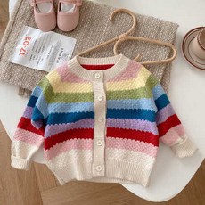 앨리홈 무지개떡니트가디건 유아 여아 남아 키즈 주니어 신생아 봄 여름 가을 가디건