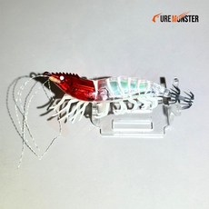 리얼 새우에기 쉬림프 쭈꾸미 갑오징어 한치 두족류 UV 야광 수평 에기, 레드헤드, 1개