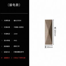 黑洞石戶外防水壁燈, 不鏽鋼+黃洞石-接電款小號