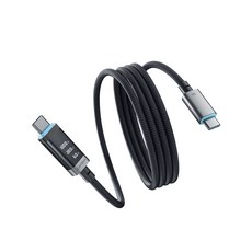 쿡테크 C타입-C타입 패브릭 디스플레이 마그네틱 꼬임방지 PD 240W PD3.1 고속충전 케이블 1.5m, 1개, 회색, 150mm