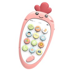 DIU 嬰幼兒仿真卡通手機玩具會唱歌講電話機男女小寶寶可咬故事機充電, 1個, 粉色【普通版】:如圖