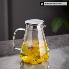 1500ml 耐高溫防爆 玻璃水壺 透明金色蓋 鑽石壺, 不鏽鋼蓋嘟嘟壺1600ml, 1套, 1600L
