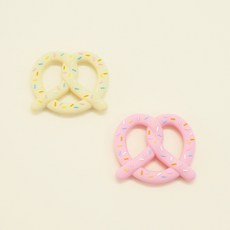 MULNORY 유아 아기 치아발육기 실리콘 장난감 프레즐 치발기, [1+1] 옐로우+핑크