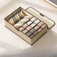 BROWMODA 프리미엄 커버형 칸막이 속옷 양말 정리함, 베이지