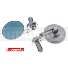 Supamoto M21 薄型 手把鏡 CNC 端子鏡 牛角鏡 咖啡 CB350 通用 改裝, 1個, 銀色(一對2邊)