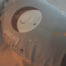 棉床本舖 二層紗新月孕婦枕 多功能舒壓枕 人體工學香蕉枕 月亮枕 台灣製, 【單買】新月枕套乙個(時空月球)