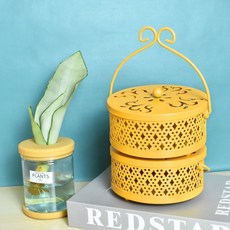 優選好物 創意蚊香盤托盤支架 防火帶蓋戶外家用大號防燙放檀香爐接灰蚊香盒, 杏黃色*2個裝--今日僅售100件