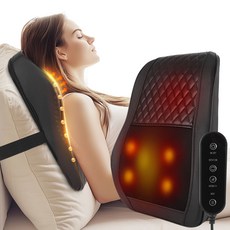 AERLANG 등 안마기 온열 조절 가능 무선 홈케어 의자 쿠션, black, BK02
