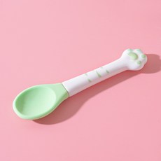 寵物餵食勺 貓咪罐頭輔助勺 可愛貓爪造型, 綠色 矽膠勺 陶瓷柄, 1個