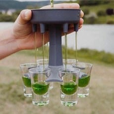 戶外露營分酒器 自動倒酒器 派對調酒套裝 六杯, 標準款灰色, 1個