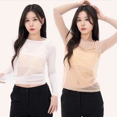 펜즈데이 1+1 여성 골프 이너웨어 냉감 기능성 긴팔 라운드 쿨 티셔츠