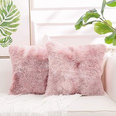 NordECO HOME 고급스럽고 부드러운 인조 모피 플리스 쿠션 커버 베개 커버 장식용 장식용 쿠션 커버 베개 인서트 없음 30.5cm x 50.8cm(12인치 x 20인, 티라이트 핑크/홀치기 염색