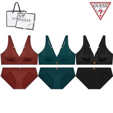 [백화점정품] 게스 언더웨어 [선물포장] 삼각라벨 딥브이 브라렛팬티세트 3종 택1 GDWBRPT811