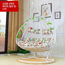 야외 스 흔들 실내스윙 의자 2인용 쇼파 그네, 1개, 더블 더블 로드 화이트 슬림 팔걸이 포함