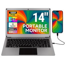 키보드가 있는 컴퓨터 및 C 모니터 휴대폰 맥 14인치 휴대용 디스플레이 FHD 게임 콘솔과 PC 어댑터가 파이 라즈베리 USB ELECROW 내장된 모니터 랩독 108, 14 라즈베리 Pi5 모니터