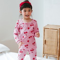 Puco 嬰幼兒兒童長袖有機棉睡衣 甜蜜櫻桃