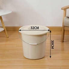 加厚手提圓桶 附蓋 臉盆 儲水桶 學生宿舍家用, 1個, 米色中號桶+蓋