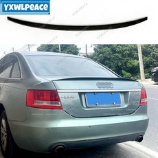 아우디 A6 C6 05-11 블랙 카본 룩 리얼 트렁크 스포일러 호환, 광택이 있는 블랙