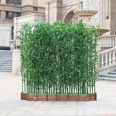 대나무 조화 화분 장식 카페 실내 조경 식당 플라스틱 테라스 가림막 2m 가짜대나무 파티션, 1미터높이로드80CM화분없이뿌리10개, 1개