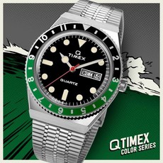TIMEX Q TIMEX 石英手錶 黑綠圈
