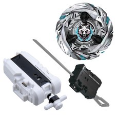 베이블레이드 [2개 세트] UX-08 실버 울프 3-80FB + BX-28 스트링 런처 화이트 버전, 1개, 혼합색상