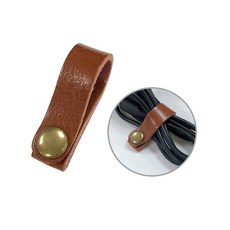 經典皮革束線帶 復古收納捲線集線器 有線耳機/充電線收納 集線器 線材收納 繞線器 皮革捲線器 耳機, 棕色, 1個