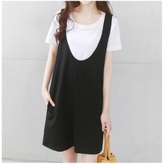 兩件式 大U口袋連身褲