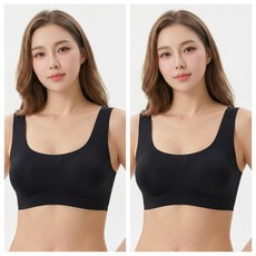 소가슴 여성 노와이어 브라 2매입 편한 일체형 심리스 브래지어