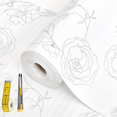 주방 캐비닛용 선반 라이너 비접착식 서랍 라이너 미끄럼 방지 두꺼운 선반 라이너 종이 강력하고 쉬운 세척 공구 상자 냉장고용 칼과 줄자 골드 화살표 30 x 1., Silver Floral