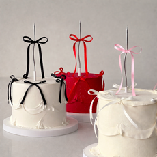 리본 웨이브 초 케이크 초, 1개, 블랙