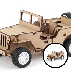 영공방 지프 미군 트럭 체험 키트 미군 Jeep 조립 키트 아동 장난감 윌리스 풀백카 목재 완구 미니어처 자동차 모델