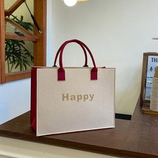 대용량 펠트 토트백 손잡이 가방 선물용 쇼핑백 광고용, 미디엄 레드 33x25x12, 1개