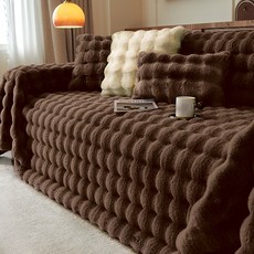 2026新款兔毛絨沙發蓋布巾冬季加厚毛絨沙發墊高級感沙發套罩, 1件, 母嬰級兔兔絨-焦糖色【加厚蓬鬆糯擼貓感】