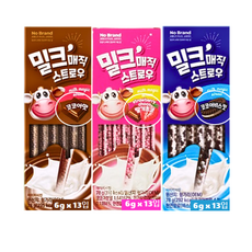 노브랜드 밀크 매직스트로우 3가지맛, 6g, 3개, 13개입